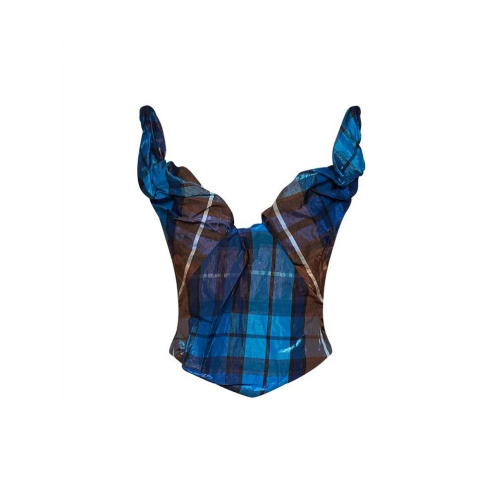Vivienne Westwood Women Blue And Brown Tartan On Point Corset